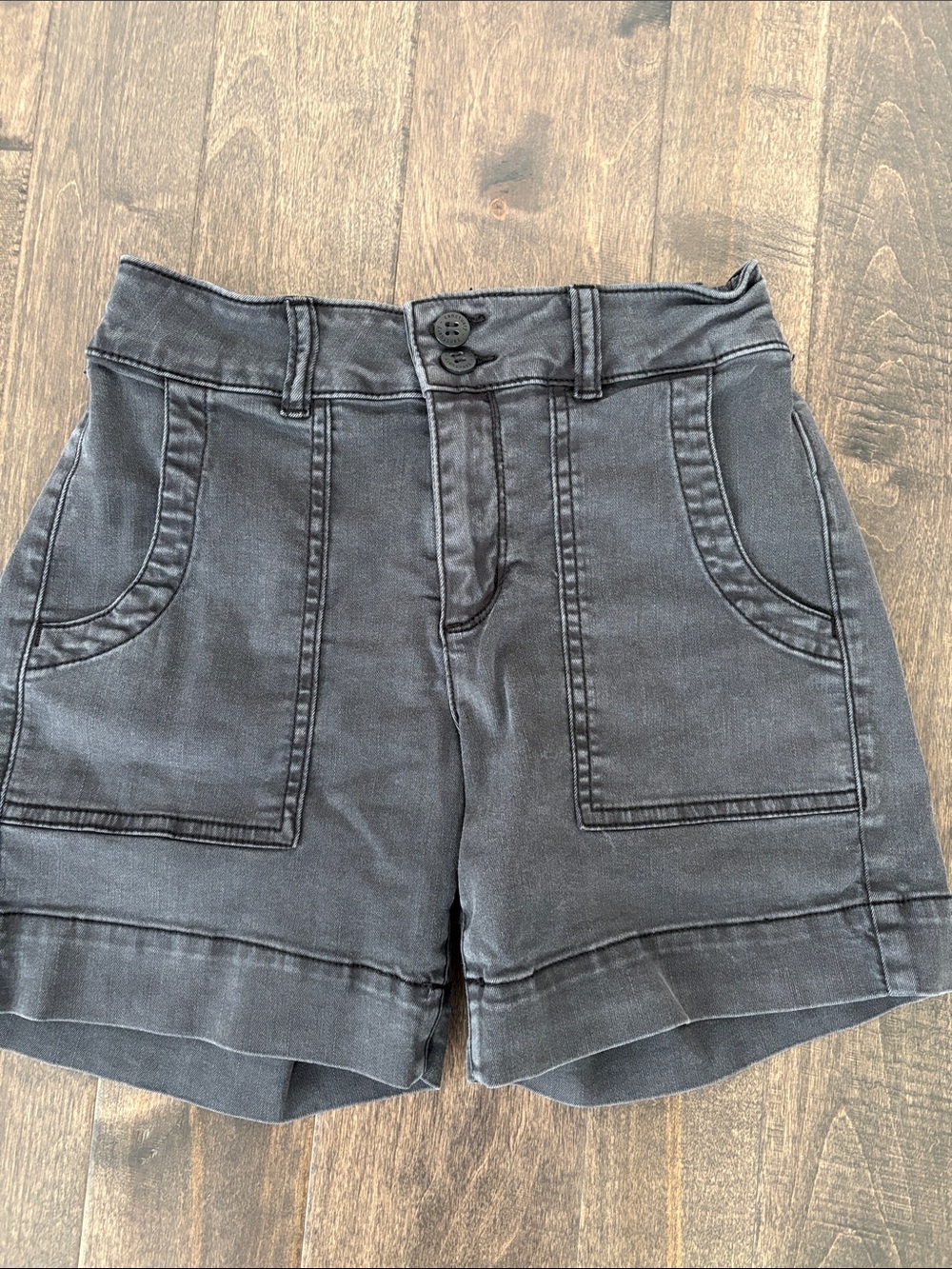 Sanctuary Washed Charcoal High-Waist Utility Shorts